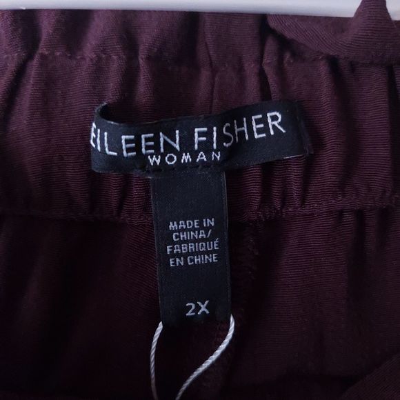 Eileen Fisher Pants Cassis Plum Straight Tencel Crepe Pants Women's Sz 2x NWT - Picture 3 of 12
